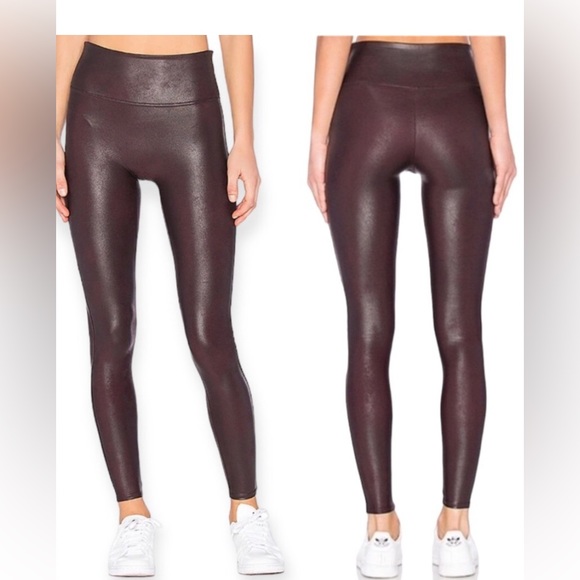SPANX Pants - Spanx Faux Leather Burgundy/Wine Leggings Sz S